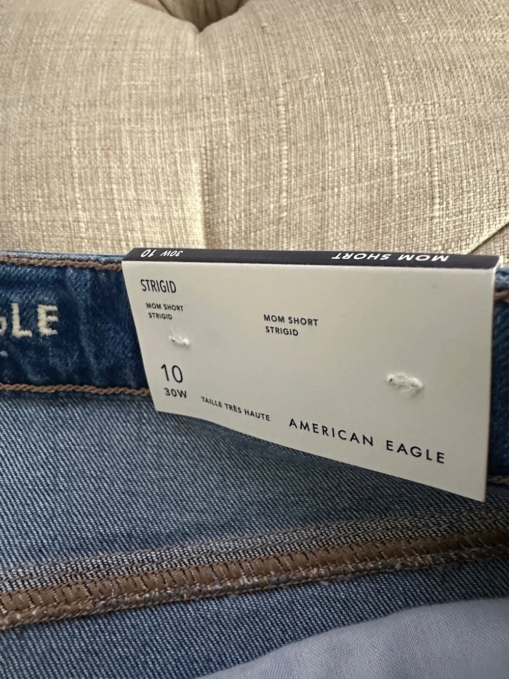 American Eagle Outfitters Dark Blue Distressed High-Rise Denim Shorts